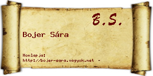 Bojer Sára névjegykártya